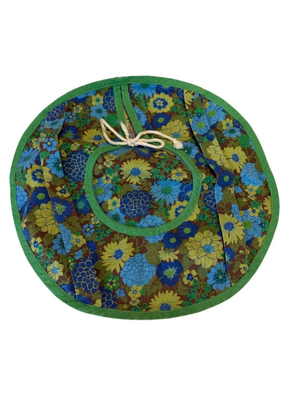 Handmade Blue and Green Floral Round Drawstring Casserole Pie Dish Carrier